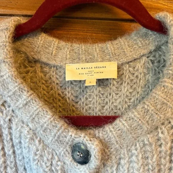 Sezane Emile Cardigan in Mottled Grey- Size L - like new! - Picture 3 of 6